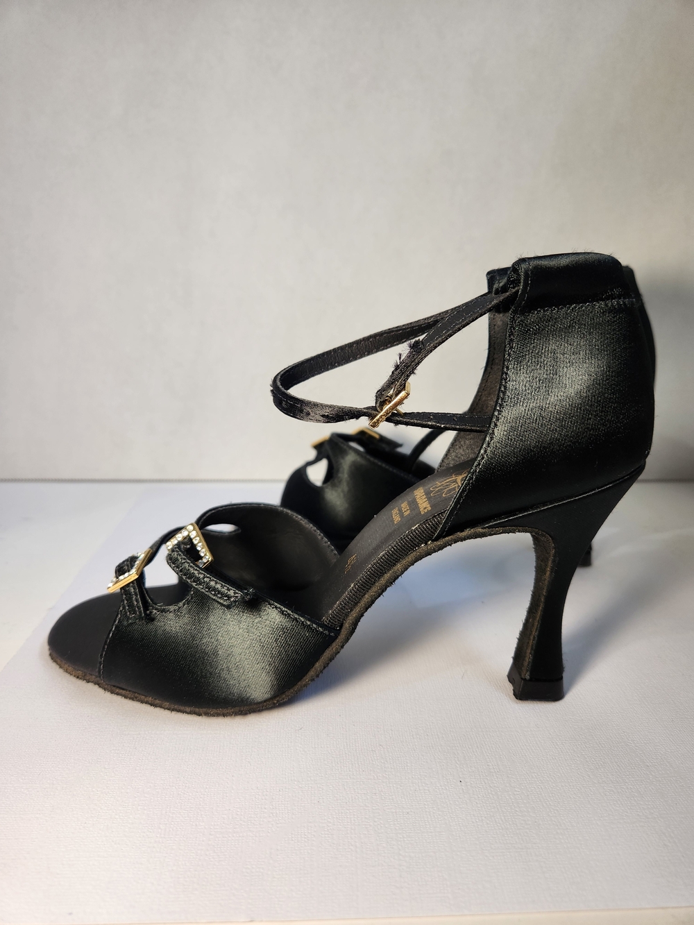 VTG NIB Dead Stock Supadance 1518 Black Satin Ballroom Dance Shoes UK 4.5 US 6.5